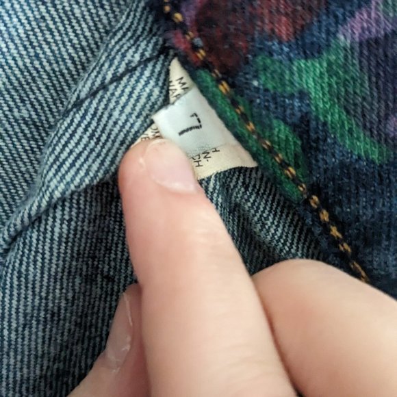 Floral Jean Midi Skirt with Slit Vintage - Picture 3 of 7